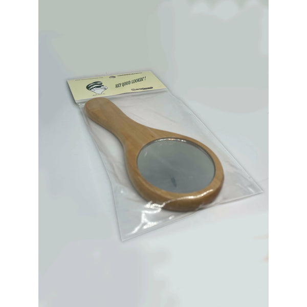Hand Held Wooden Pocket Mirror