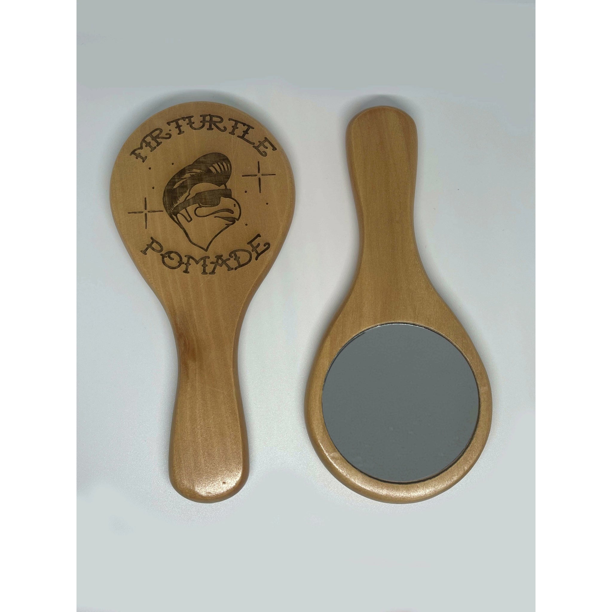 Hand Held Wooden Pocket Mirror